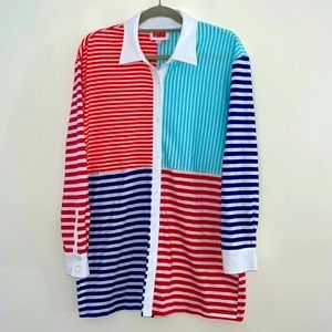 Solid & Striped Oxford Tunic Cotton Rugby Beach Pool Swim Cover Small Preppy